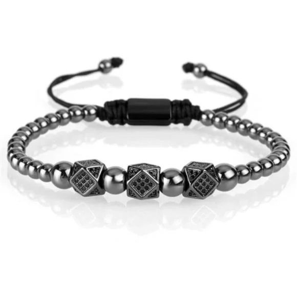 Imperial Crown King Mens Bracelet Pave CZ Gold Bracelets for Men Luxury Charm - Picture 2 of 6